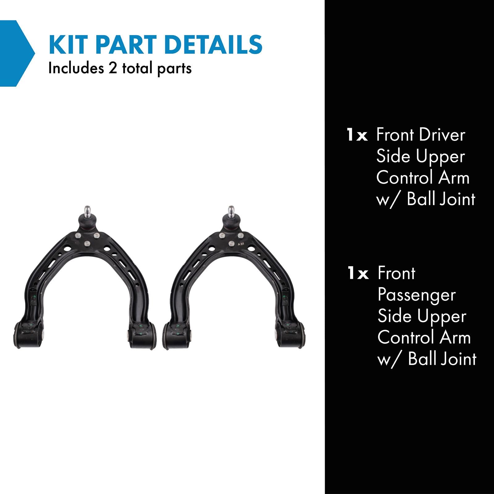 Trq Front Upper Control Arm With Ball Joint Set 2 Piece Driver & Passenger Side Compatible With 2012-2021 Tesla S