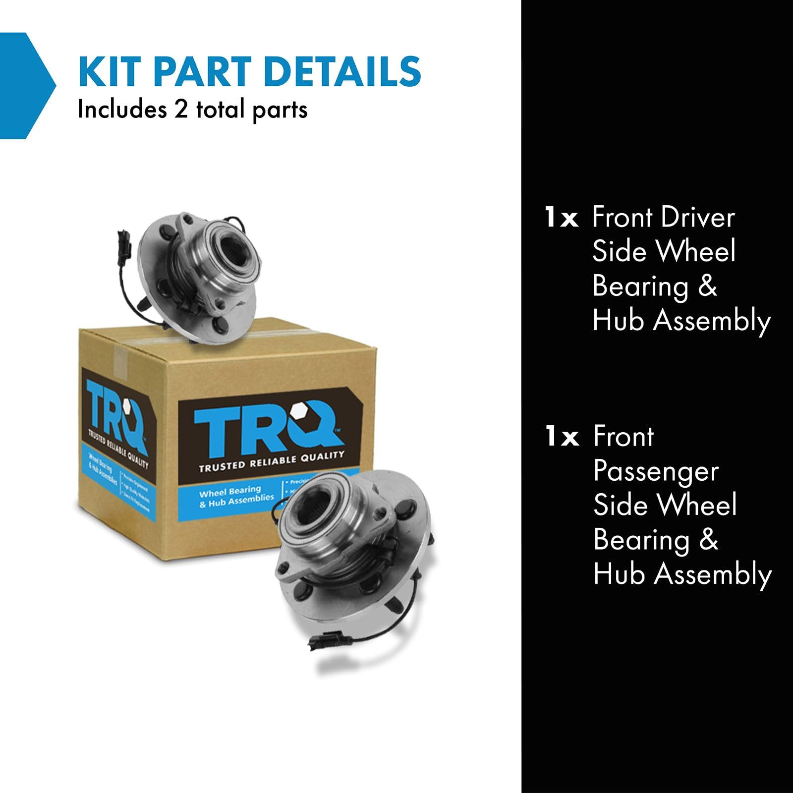 Trq Front Wheel Hub Bearings Assembly Set Compatible With 2009-2010 Dodge Ram 1500 2011 Ram 1500