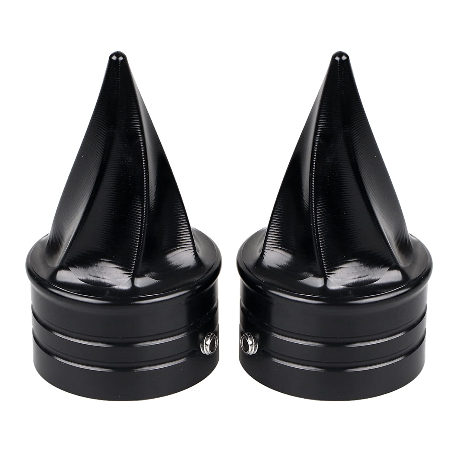 SHMTOOL Front Twisted Axle Caps Spike Axle Nut Covers for Harley Touring Softail Sportster Dyna Street Glide Road King Road Glid