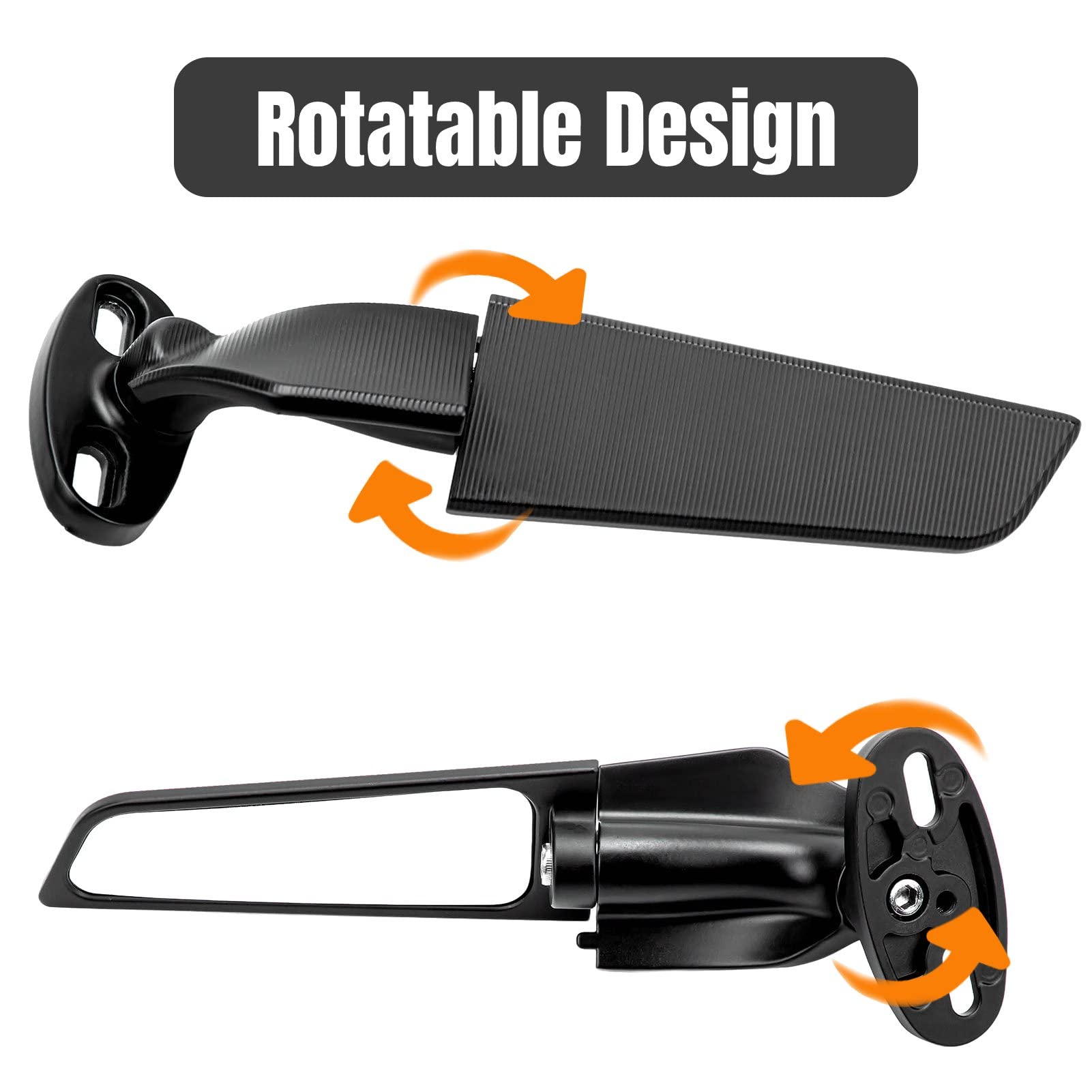 2024 Latest Motorcycle Wing Mirrors Compatible With Ninja 400 Mirrors Honda Kawasaki Suzuki Motorcycle Rearview Mirrors W/Adjustable Low Profile & Convex Design, (2 Pack)