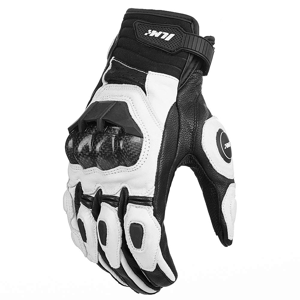 Ilm Air Flow Leather Motorcycle Gloves Touchscreen For Men And Women Model-Grc01 (S, White)