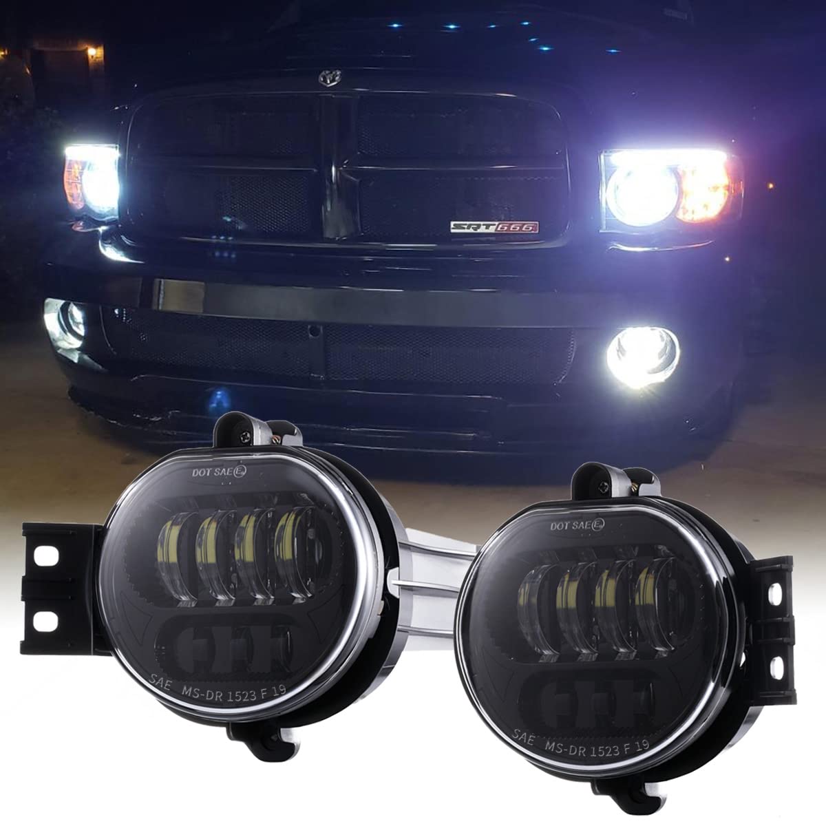 Z-Offroad 2Pcs 63W Led Fog Lights Lamps Replacement For 2002-2008 Dodge Ram 1500 2003-2009 Ram 2500 3500 2004-2006 Durango Truck