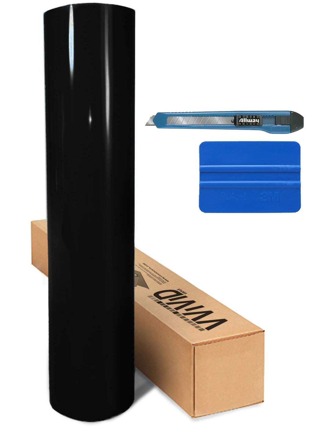Black Gloss 5Ft X 100Ft Vvivid8 Vinyl Wrap Roll With Air Release Technology With Tool Kit