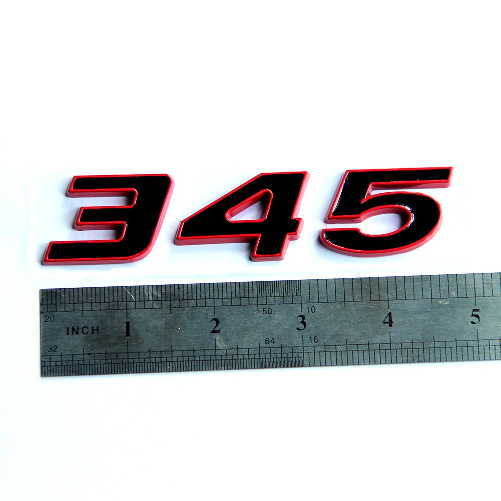 Yoaoo 2Pack Oem Red 345 Emblem Badges 3D Logo Replacement Compatible With 300C Red Frame Red Line