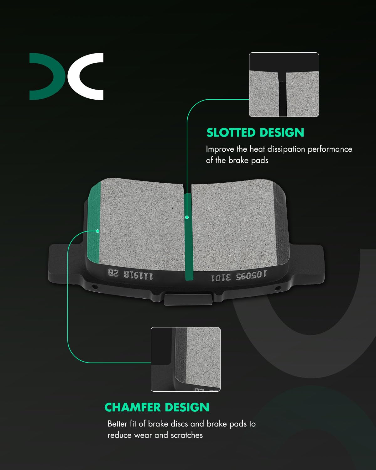 Scitoo D1451 Rear Semi-Metal Brake Pads Sets Fit For Acura Tsx 2009-2010,For Honda For Accord 2008-2012