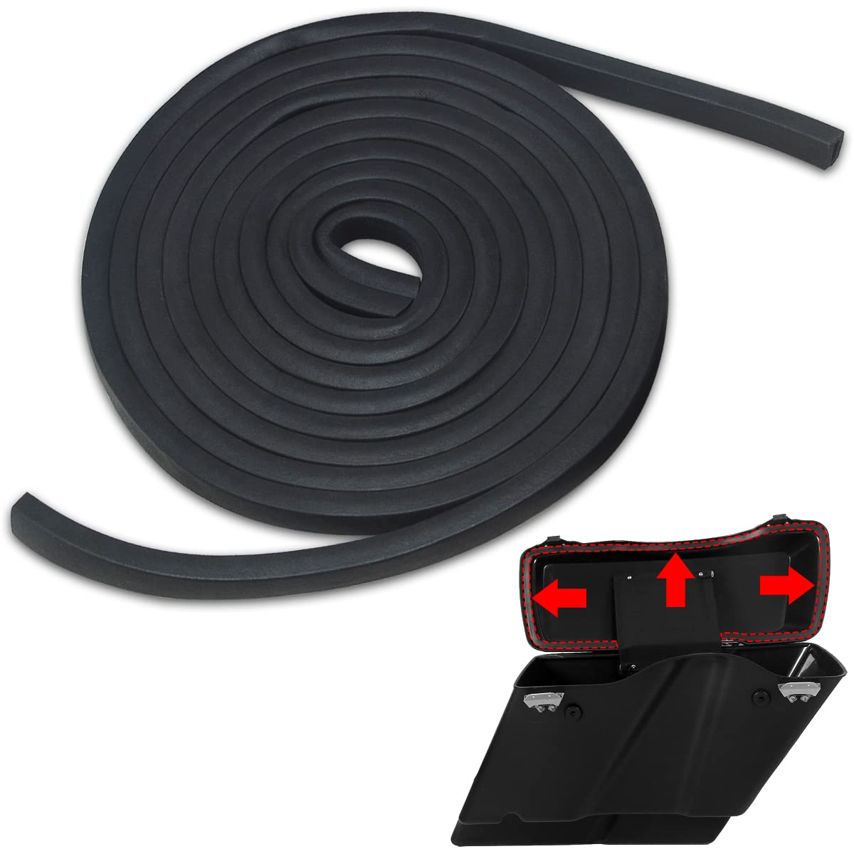 WOWTK Hard Saddlebag Lid/Cover Weather Strip Rubber Seal Gasket for Harley Touring Road King, Road Glide, Street Glide, Electra 