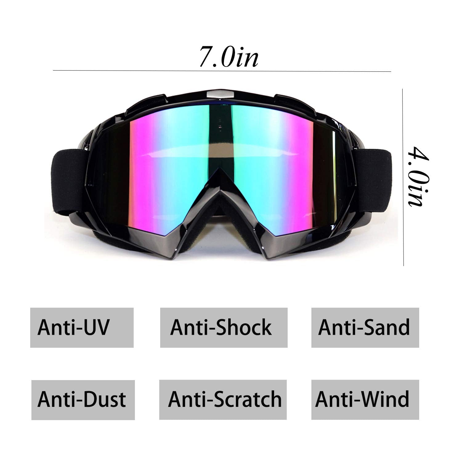 ADCGank Motorcycle Goggles Dirt Bike Motocross ATV Goggles Off Road Goggles MX Anti UV Ski Fit Over Glasses Tear Off for Man Wom