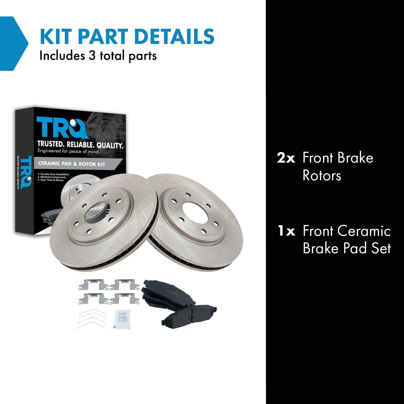 Trq Front Brake Pad & Rotor Kit Brake Pads Brake Rotor Ceramic Compatible With 2005-2017 Nissan Frontier 2009-2012 Suzuki Equato