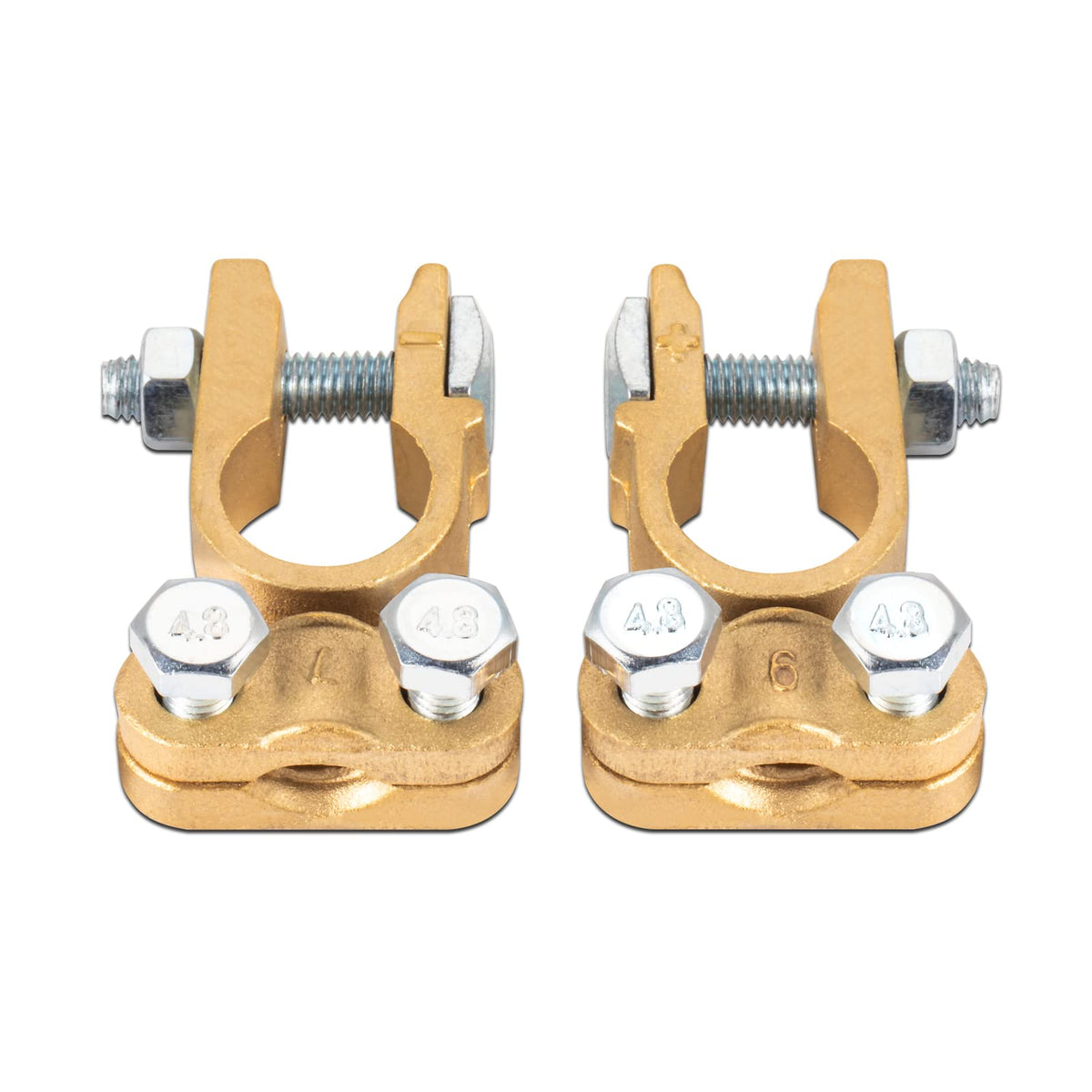 Czc Auto Battery Terminals Connectors Clamps, Brass Positive & Negative Top Post Battery Terminal Protector Set For Marine Car Boat Camper Truck Vehicle, 1 Pair