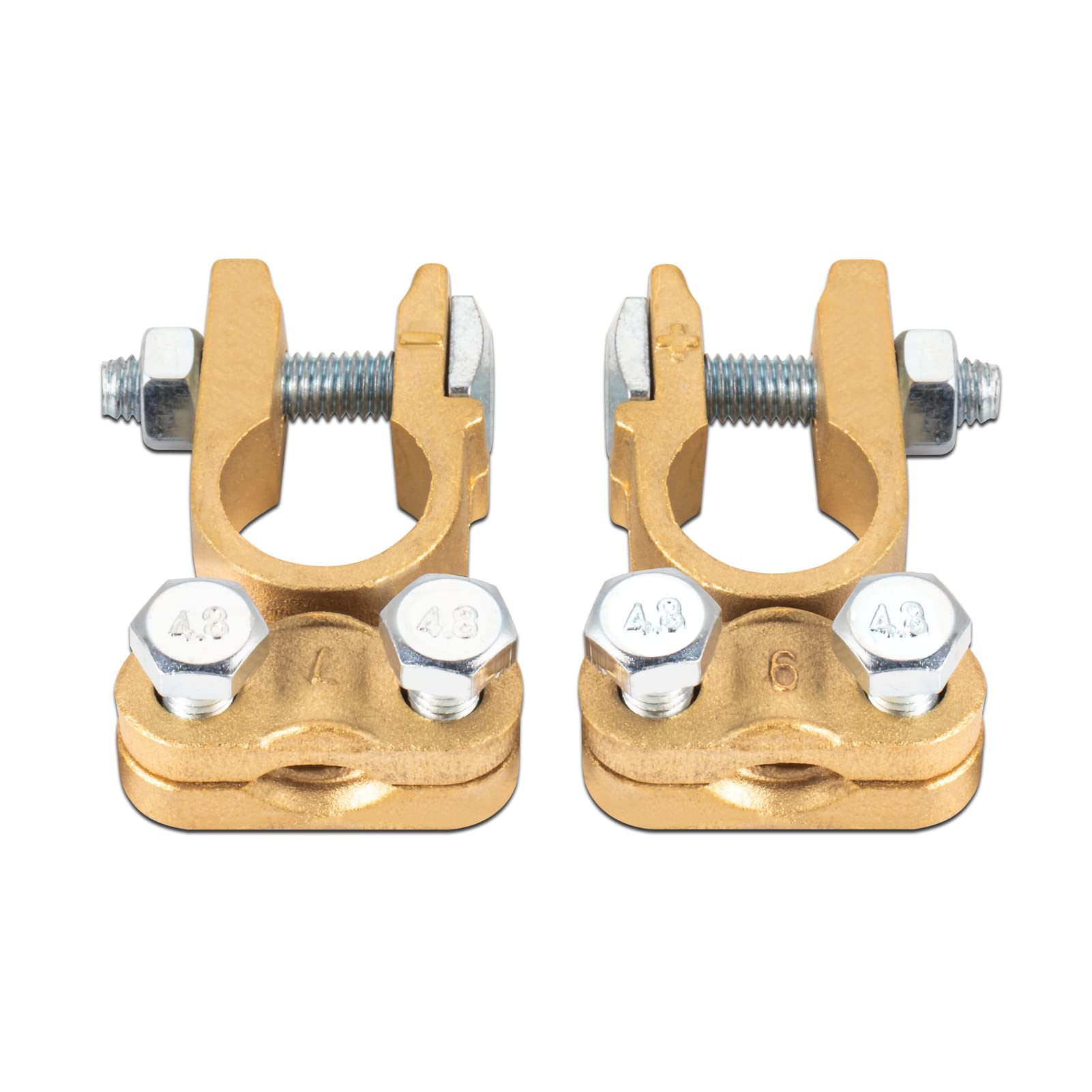 CZC AUTO Battery Terminals Connectors Clamps, Brass Positive & Negative Top Post Battery Terminal Protector Set for Marine Car B