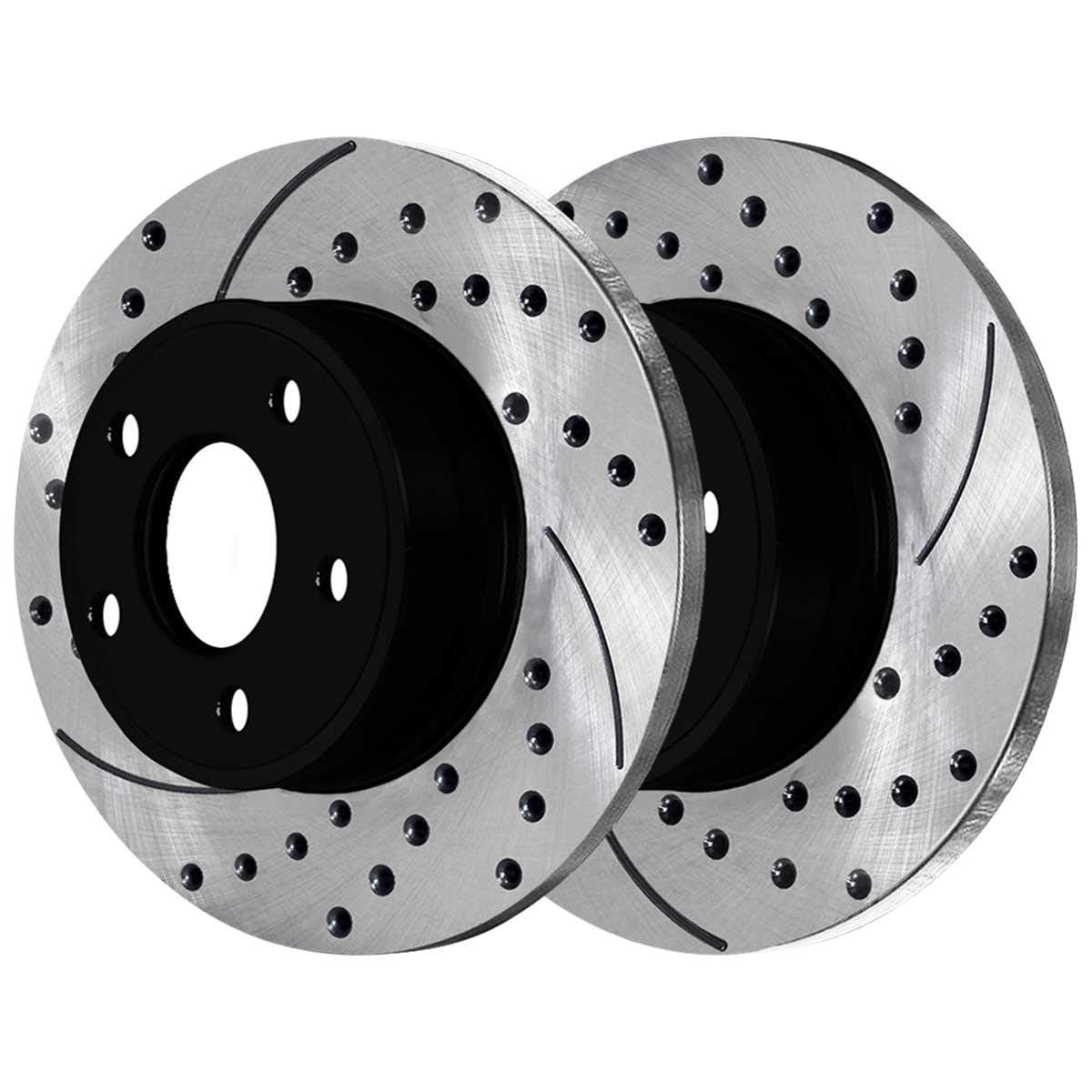 Autoshack Front And Rear Drilled And Slotted Brake Kit Rotors Black And Ceramic Pads Set Of 4 Replacement For 2005-2008 2009 2010 2011 2012 2013 Mazda 3 2010 Mazda 3 Sport 2.3L 2.5L Fwd Brakepkg075