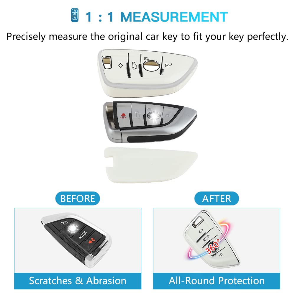 1797 For Bmw Key Fob Cover X5 X3 X4 X6 X1 X2 2 3 4 5 7 Series M3 M4 M5 M8 Z4 Accessories Bling Car Key Chain Case Shell Girly Cute 4 Button White Silver Tpu