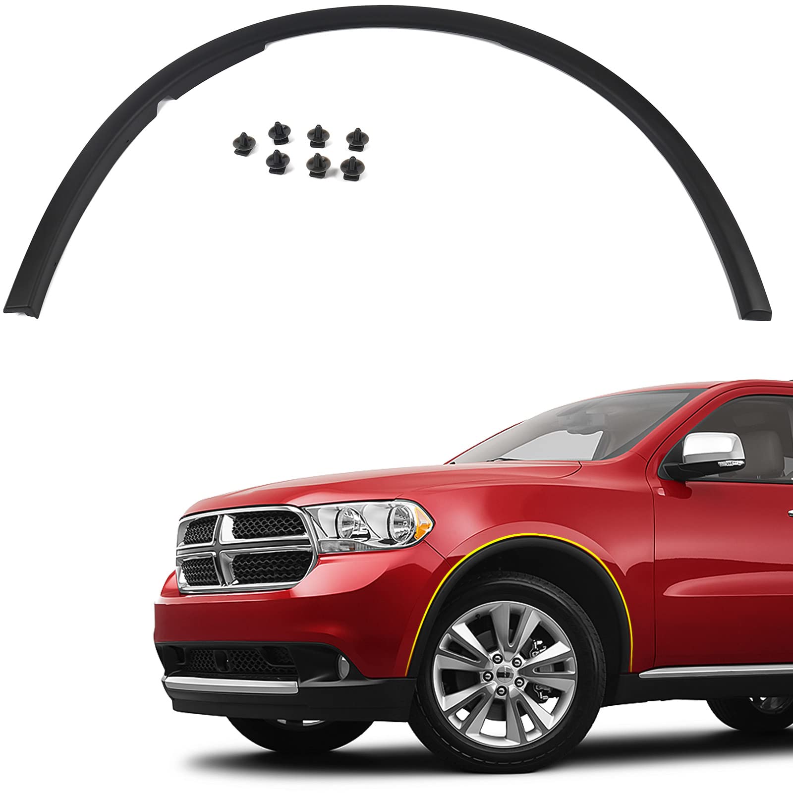 Fione Front Wheel Arch Fender Cover Trim Moulding Molding Compatible With Dodge Durango 2011-2018 Left Driver Side Fender Flares