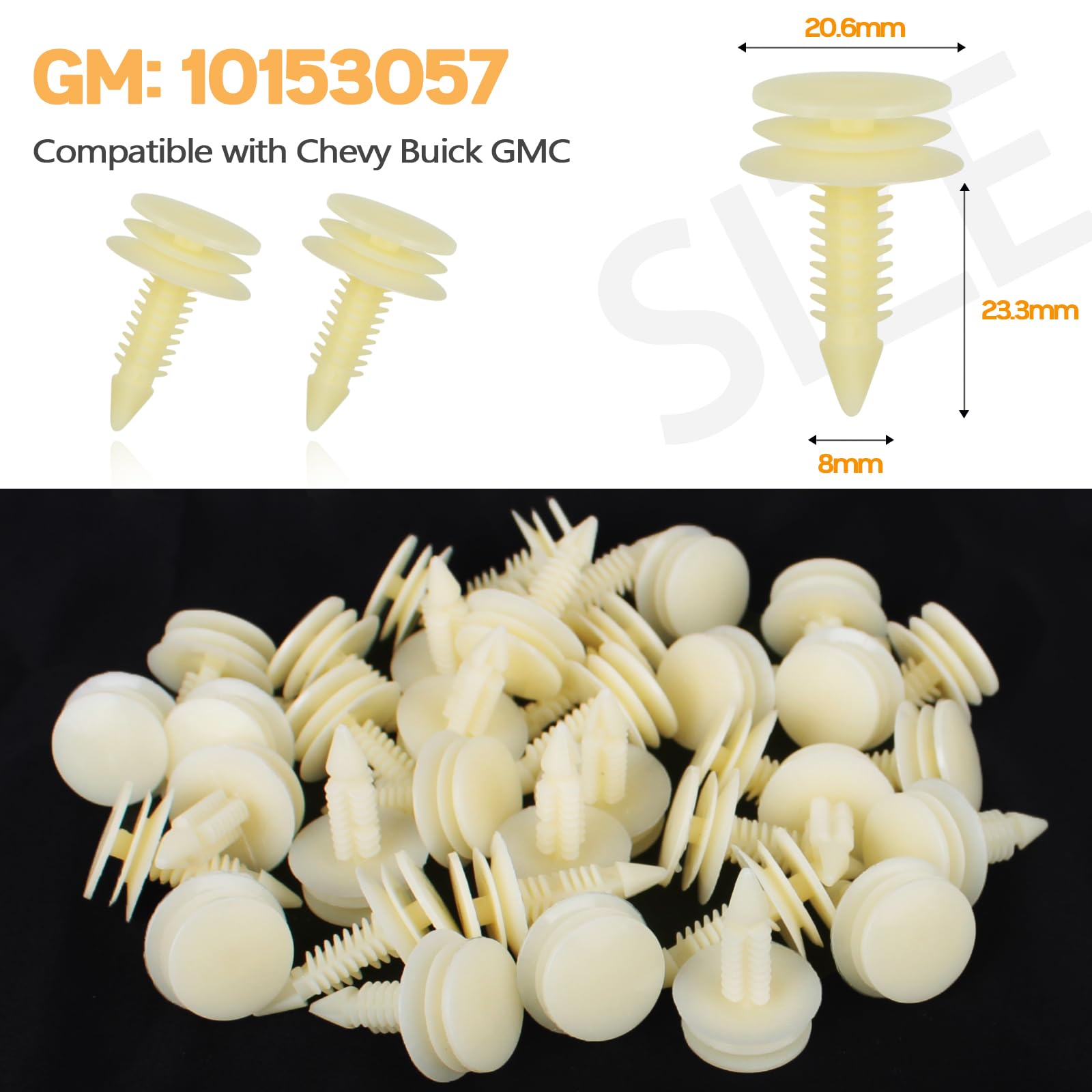 Xislet 120pcs 15545202 Front Door Trim Panel Retainers Clips with 10153057/363137 Door Panel Fastener Rivet Included Tool Compat