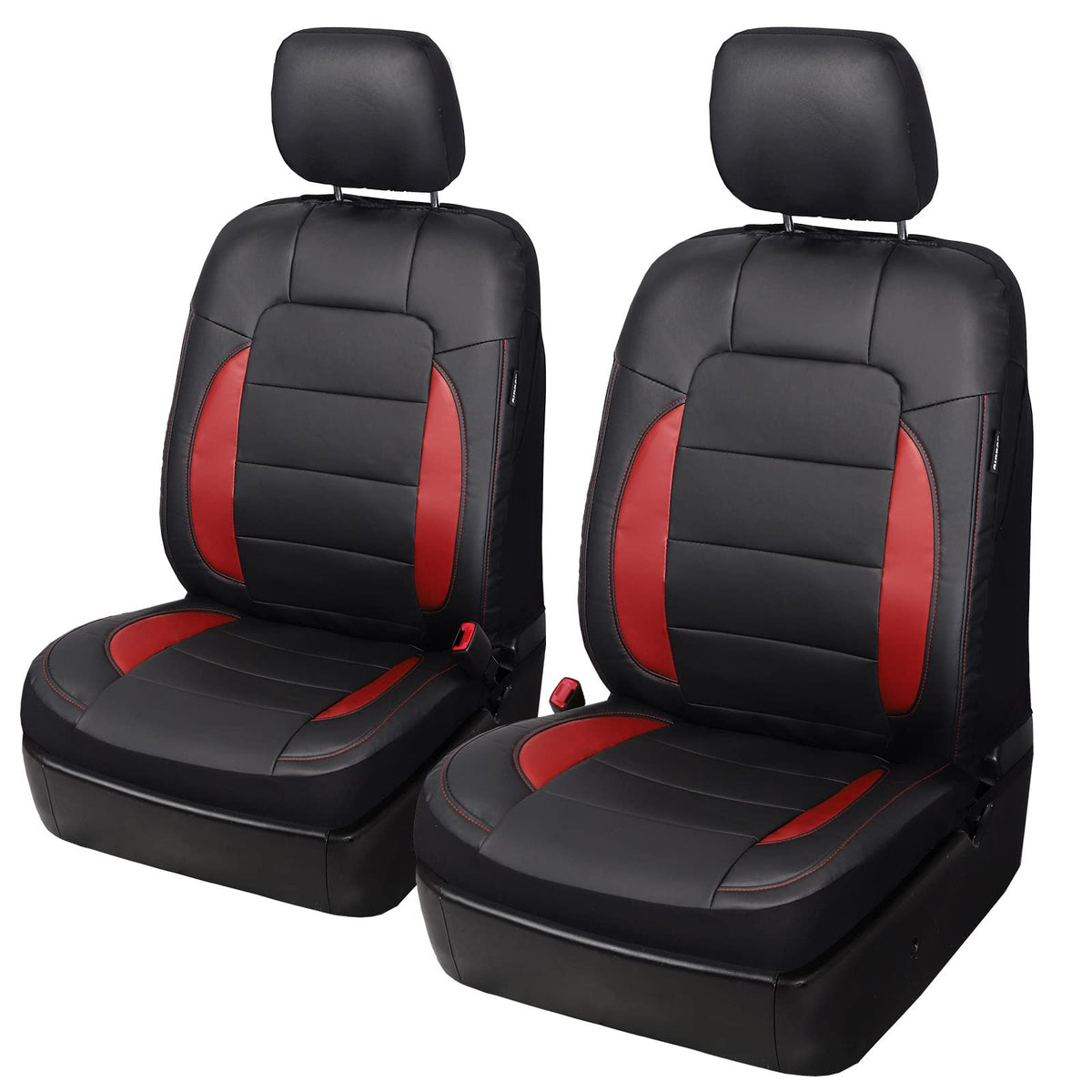Leader Accessories Platinum Vinyl Universal Seat Cover With Airbag 2 Pcs/Set Black