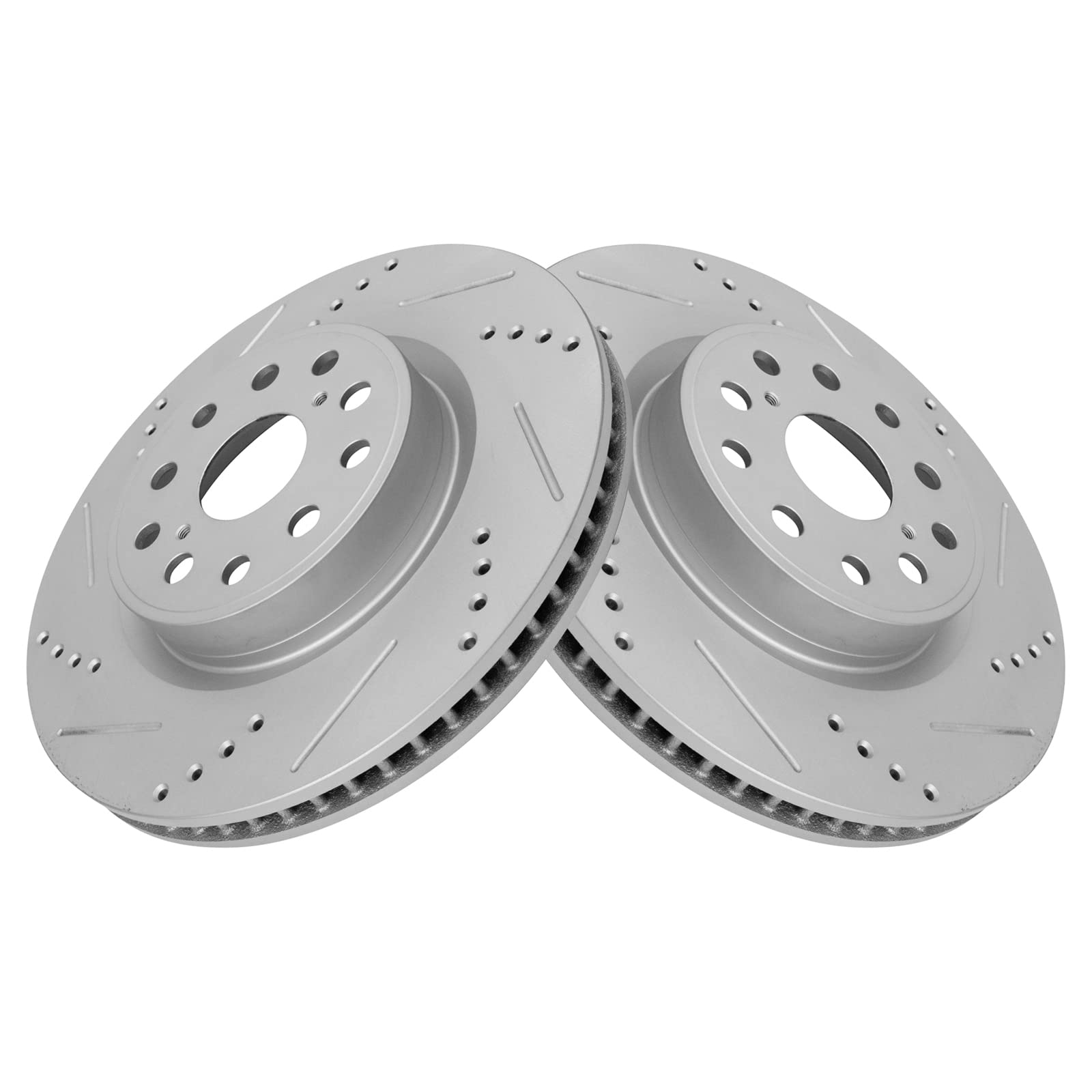 Trq Front Performance Brake Rotors Set Premium G-Coated Cross Drilled & Slotted Compatible With 2007-2017 Lexus Ls460