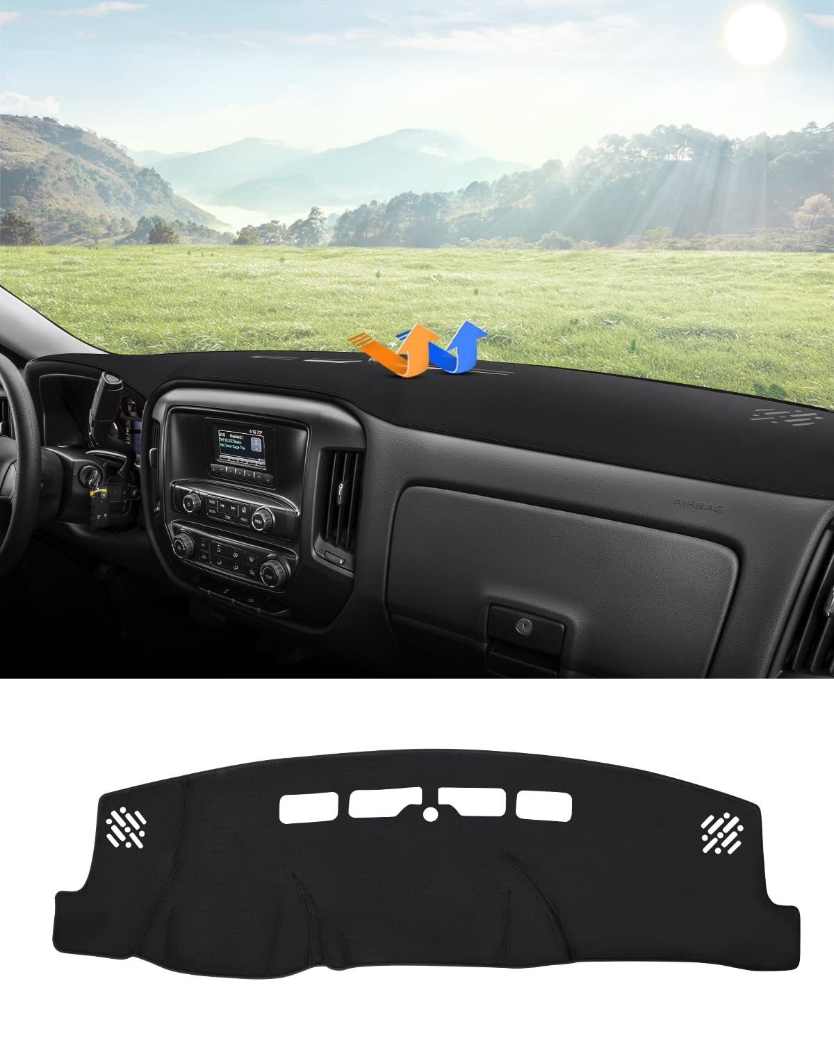 Autorder Dashboard Cover Mat For 2014-2018 Chevy Chevrolet Silverado/Gmc Sierra 1500, 2015-2019 Silverado/Gmc Sierra 2500Hd 3500