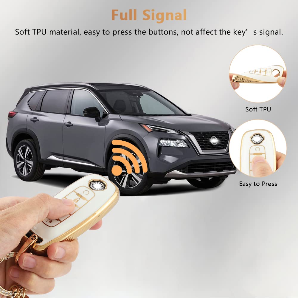 Pifoog For Rogue Key Fob Cover 5 Buttons 2023 Pathfinder Sl Platinum Car Key Case Shell Bling Keychain Lanyard Protector Protect