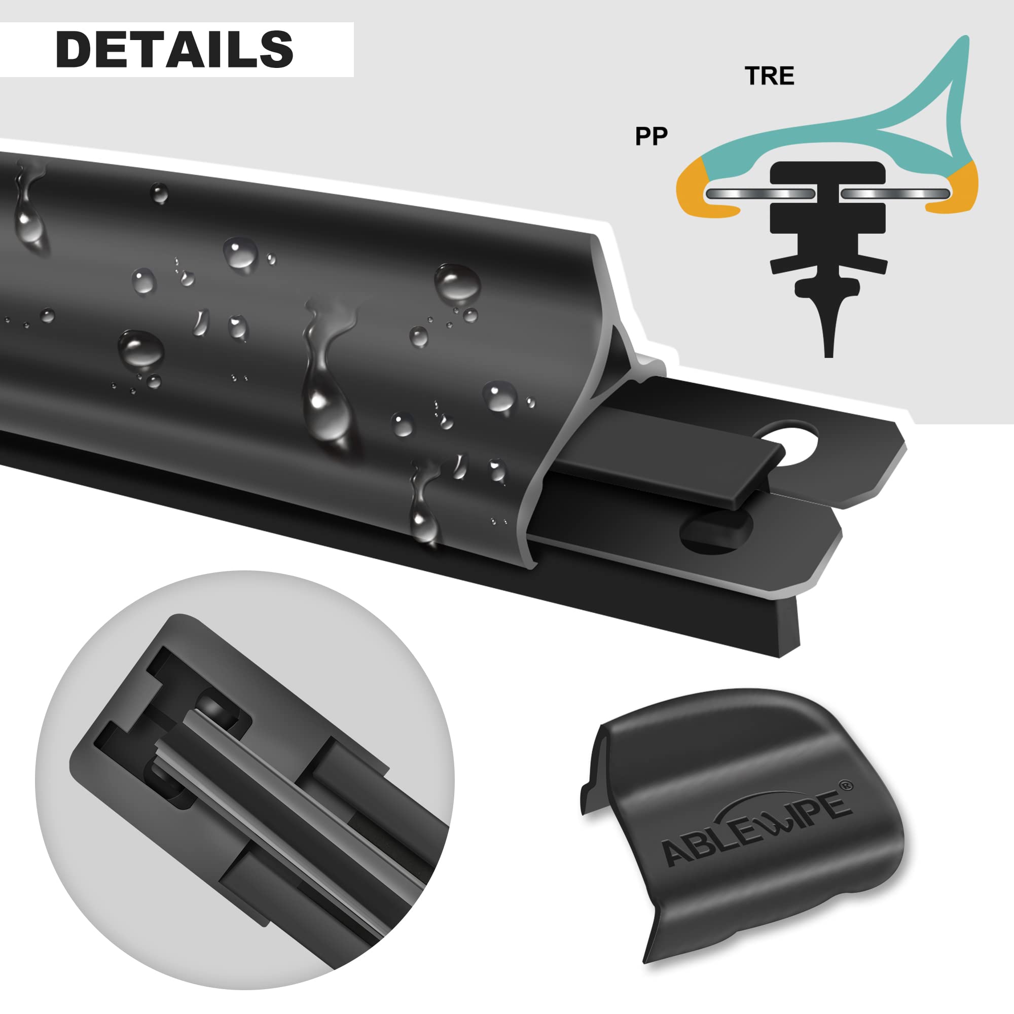 Ablewipe Windshield Wiper Baldes, 28 + 24 Front Window Wiper Blades Model: 18O13B (Set Of 2)