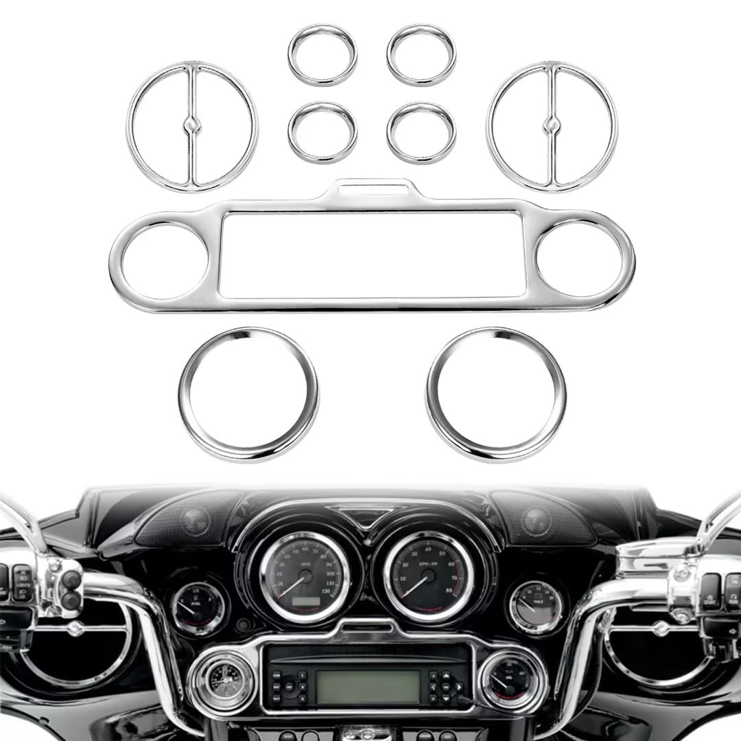 9 Pcs Stereo Accent Speedometer Speaker Trim Loop Set Compatible For Harley Davidson Electra Street Glide Ultra Classic Models 1