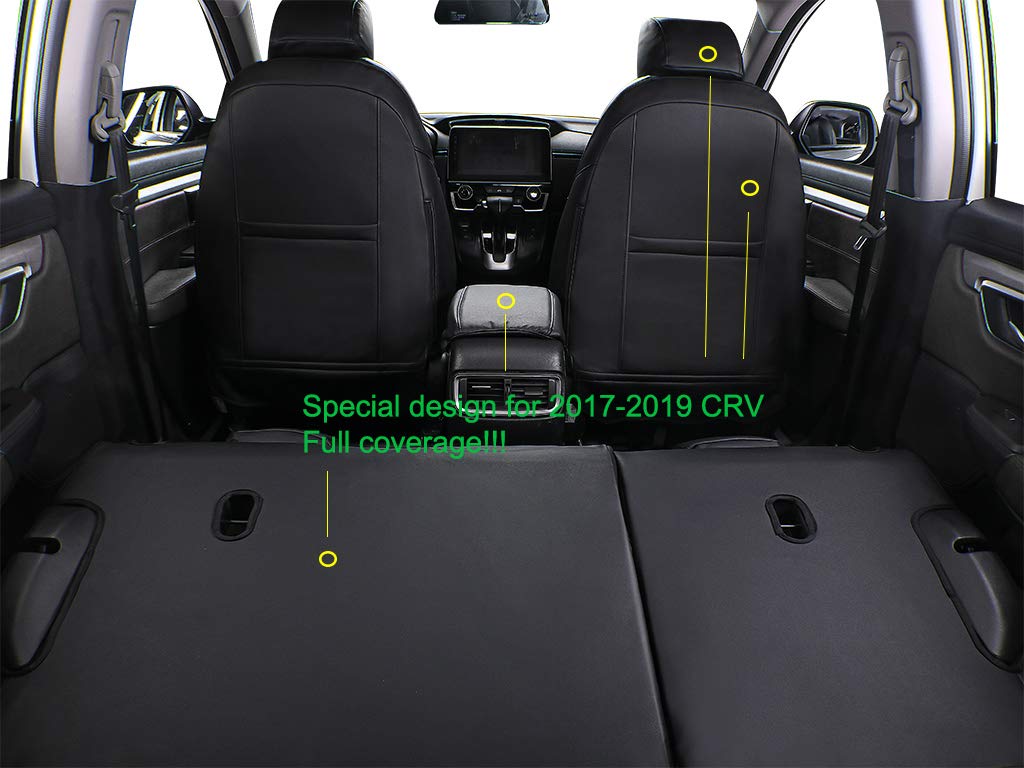 Ekr Custom Fit Crv Seat Covers For Select Honda Crv 2017 2018 2019 2020 2021 2022 - Full Set,Leather (Black)