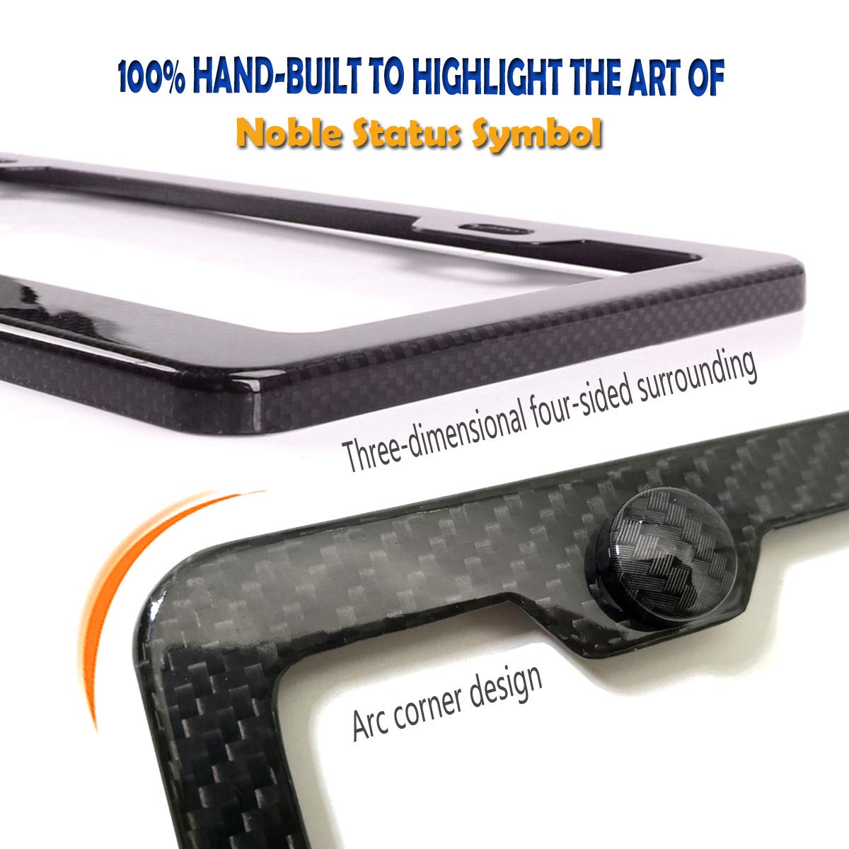 Aootf Carbon Fiber License Plate Frame- Handcrafted Of 100% Real Carbon Fiber Cloth Wrap Stainless Steel Frame | Rustproof Licen