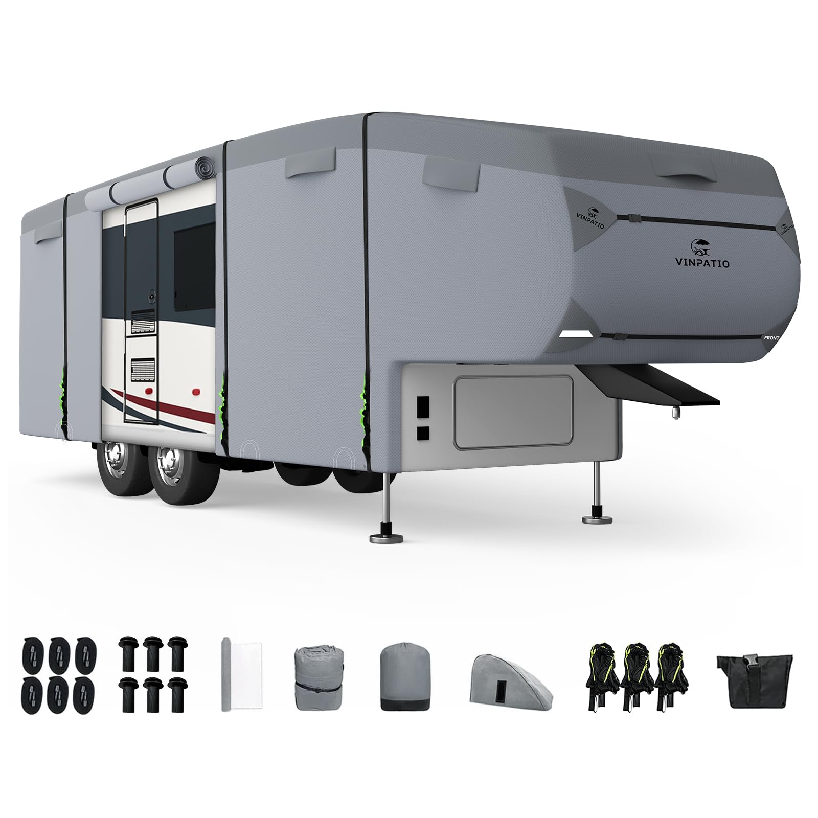 5Th Wheel Cover: Extra-Thick 7 Layers Top, Fits 40'-44' Rv, Heavy Duty Waterproof Anti-Uv 5Th Wheel Rv Cover, With Gutter Cover