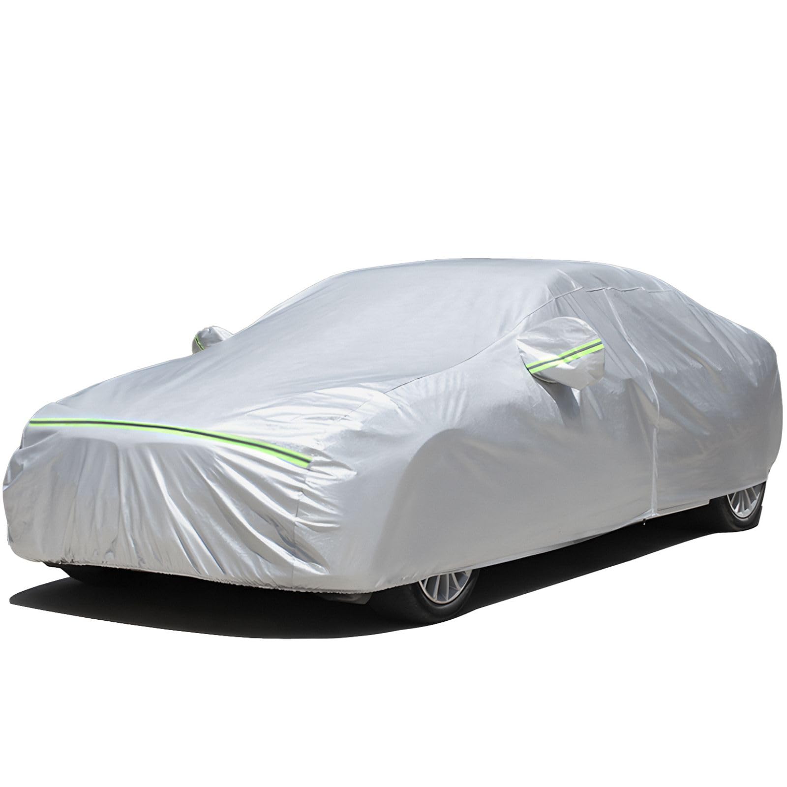 Favoto 6 Layers Sedan Car Cover Waterproof All Weather for Automobiles Heavy Duty Outdoor Sun Snow Protection with Door Zipper U