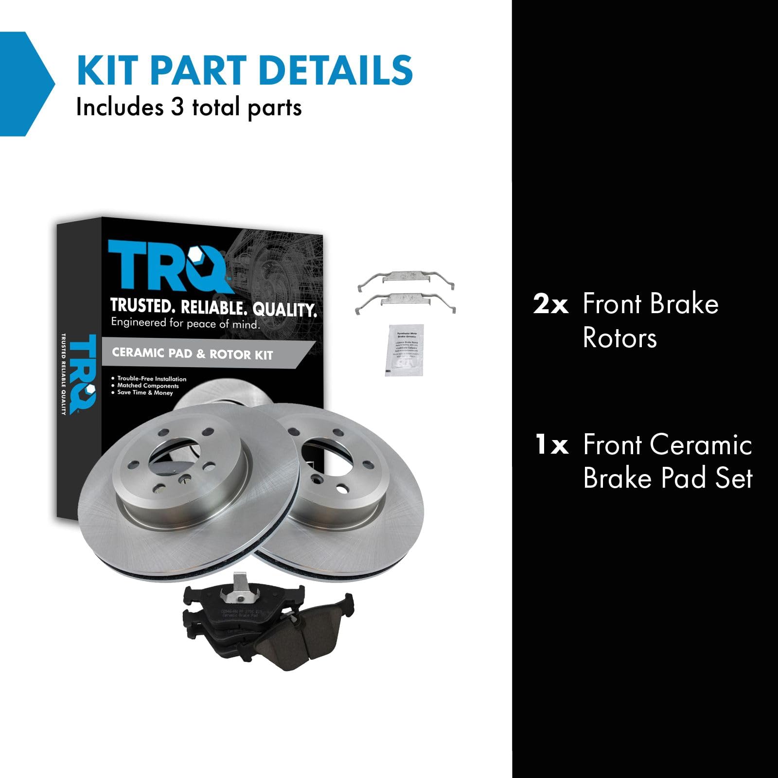Trq Front Brake Pad & Rotor Kit Brake Pads Brake Rotor Ceramic Compatible With 2004-2010 Bmw X3