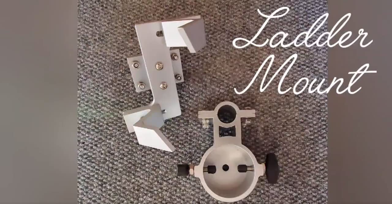 Eez Rv Products Aluminum Flag And Wind Sock Pole Mount For Rv Ladders Satellite Antenna(Starlink Dish) Pole Mount - Adjustable Hold Up To 2.5 Inch Diameter Pole - Fits 1 Inch Ladder Rails