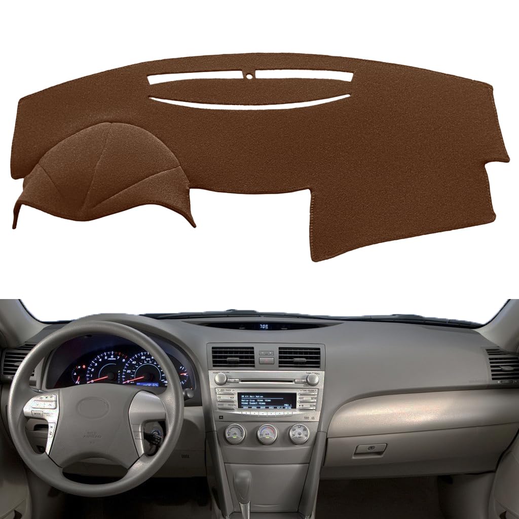 Dash Cover Mat Pad Custom Fit For Toyota Camry 2007 2008 2009 2010 2011 Dashboard Cover Carpet Cap Protector (Darkbrown) Y27