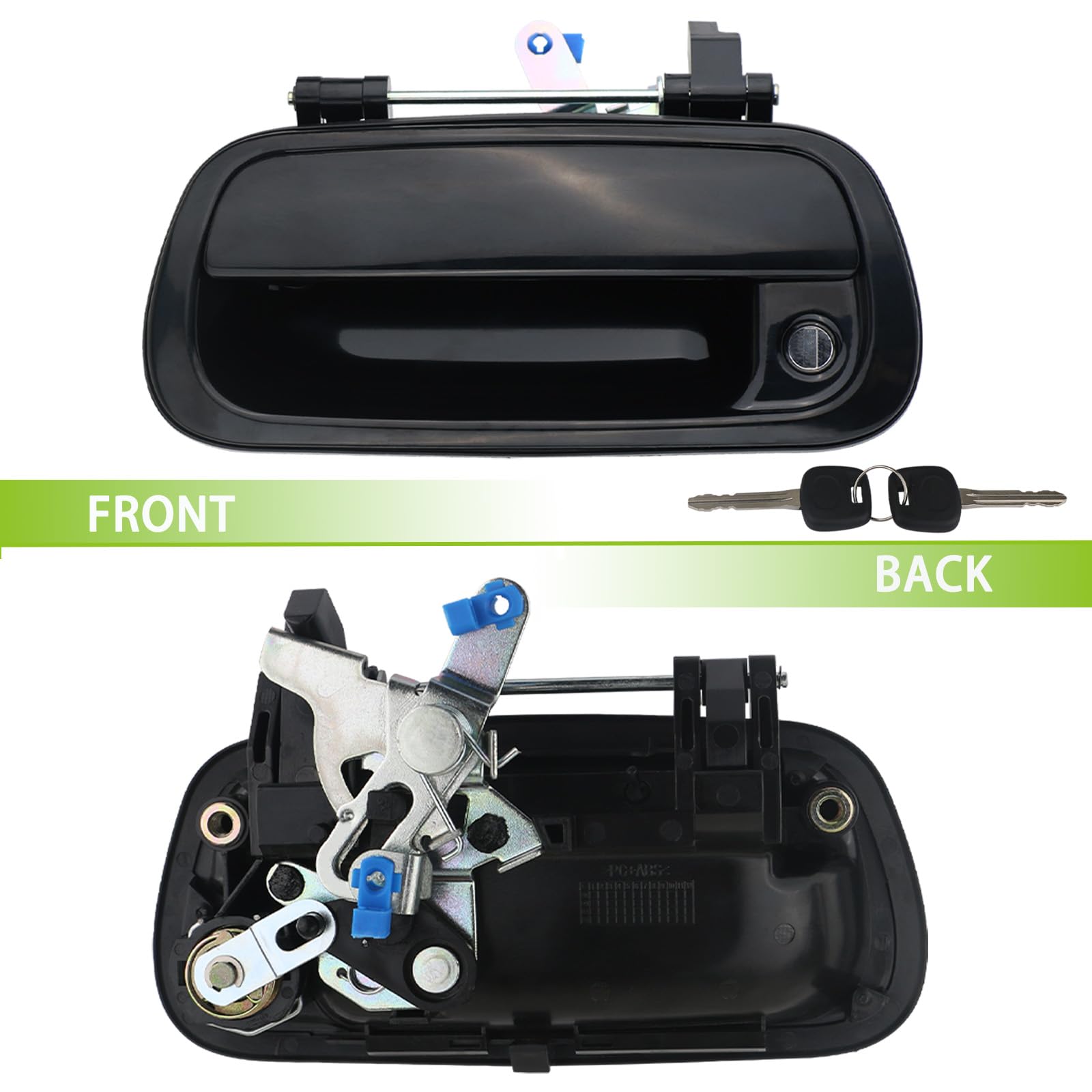 omoZone Tailgate Handle Liftgate Latch Handle with Key Lock Cylinder Smooth Black Compatible with 2000-2006 Toyota Tundra Replac