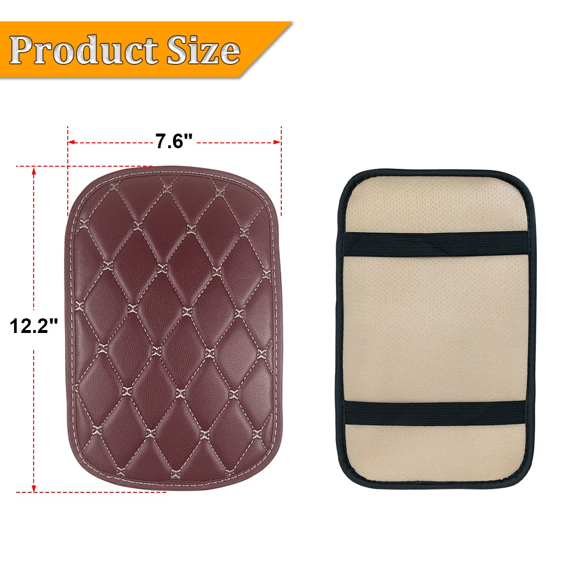 Auto Center Console Pad, Pu Leather Car Center Console Box Cushion, Non Slip Soft Armrest Seat Box Cover, Waterproof Vehicle Arm