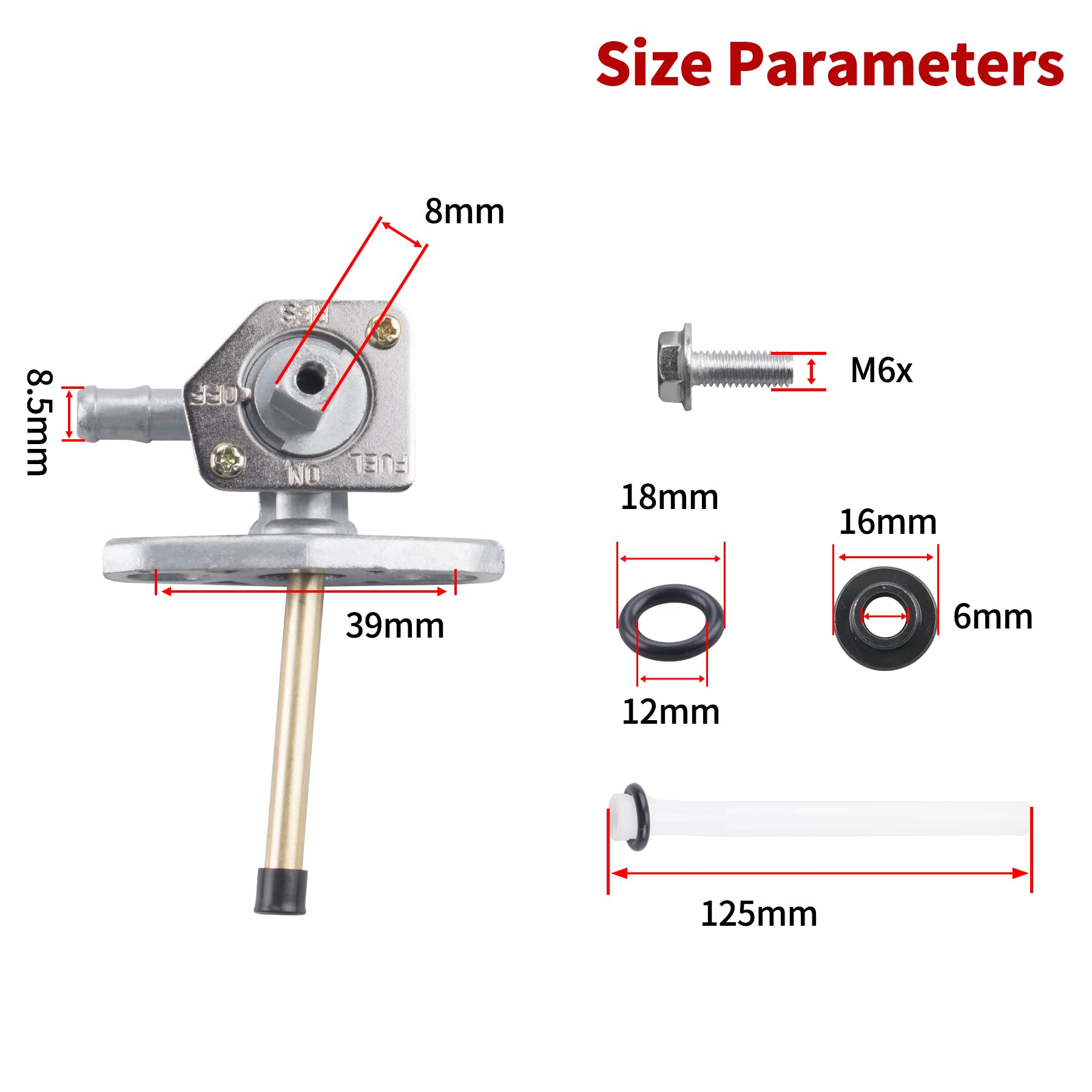 Fuel Tank Petcock Vavle Shut Off Tank Switch Compatible with Honda TRX 250EX 350 400 420 Foreman Recon 250 Rancher TRX400 450 50