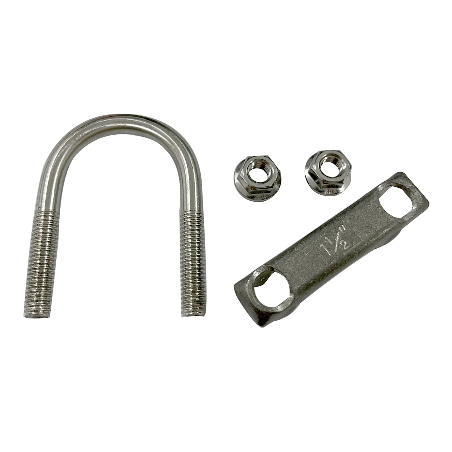 Universal Heavy Duty 1-1/2 Inch Stainless Exhaust U-Bolt Clamp, 1.5 Inch Muffler U Clamps Saddle Design With Reinforced Ribs