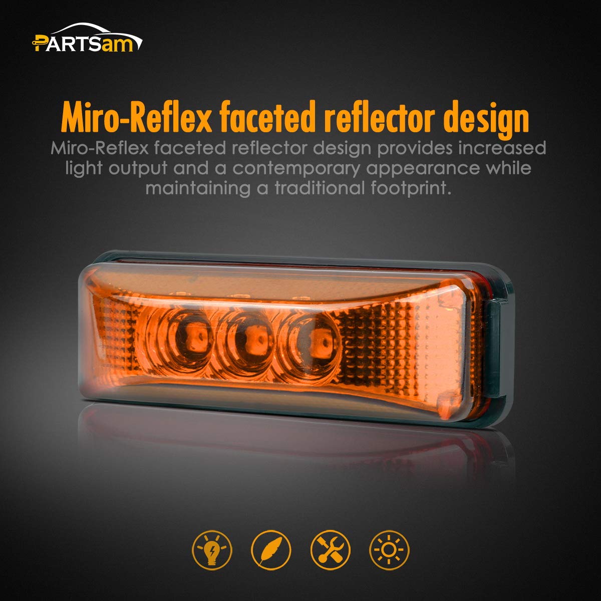 Partsam 10Pcs 3.9 Inch Amber 3Led Side Marker Clearance Lights [Dot Approved] Indicators For Trailer Truck Rv Camper Utv, Waterp