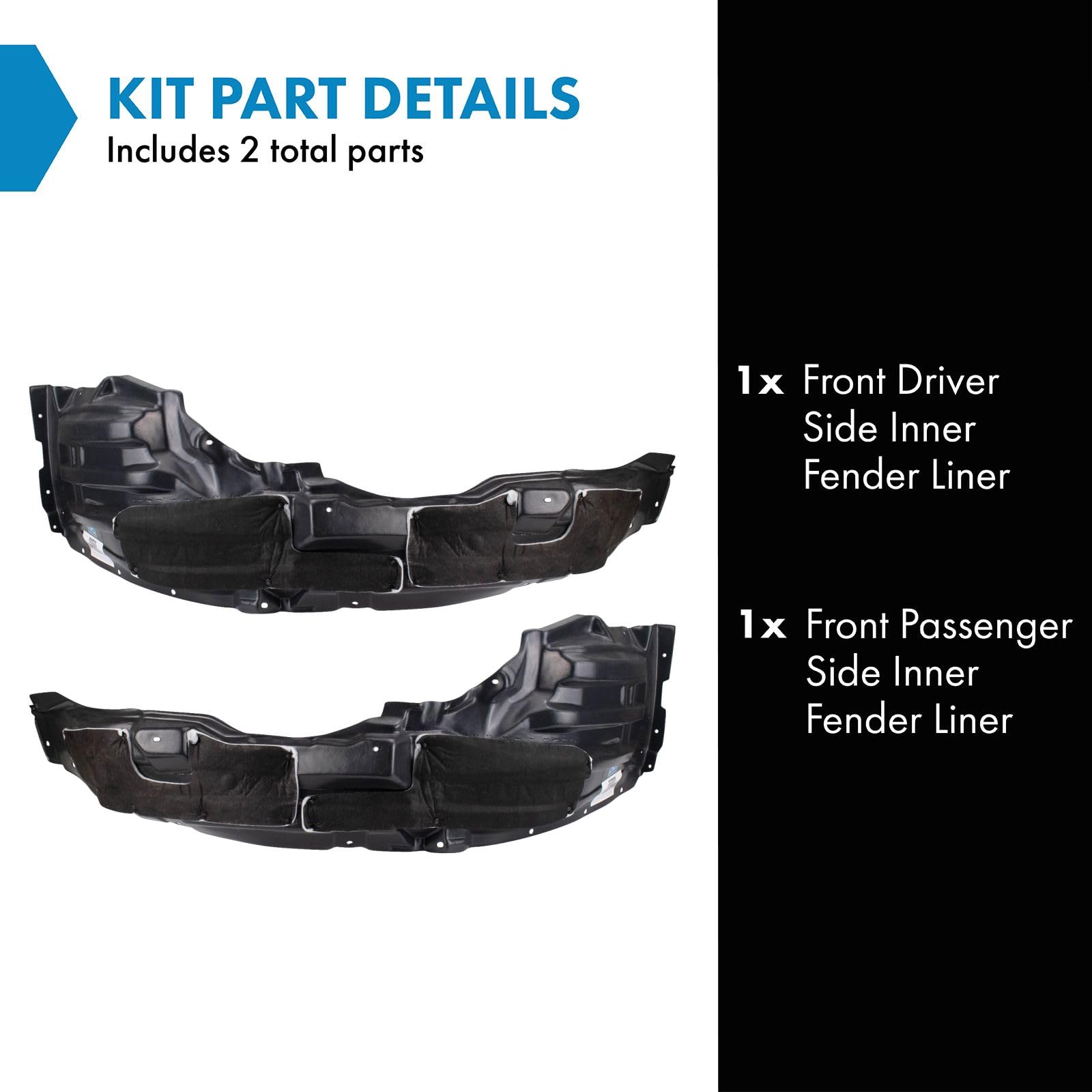 Trq Front Inner Fender Liner Set Compatible With 2014-2020 Mitsubishi Outlander Mi1248133 Mi1249133