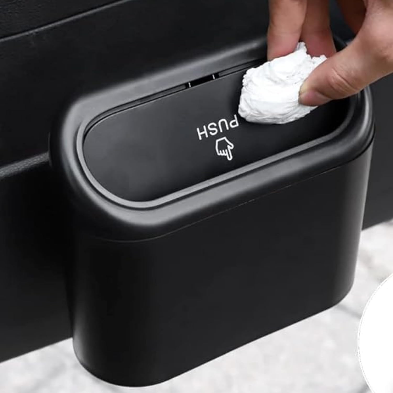 Genric Plastic Car ManualLift Trash Can With Lid, Mini Vehicle Trash Bin Car Dustbin Garbage Organizer With One Roll Trash Bag,