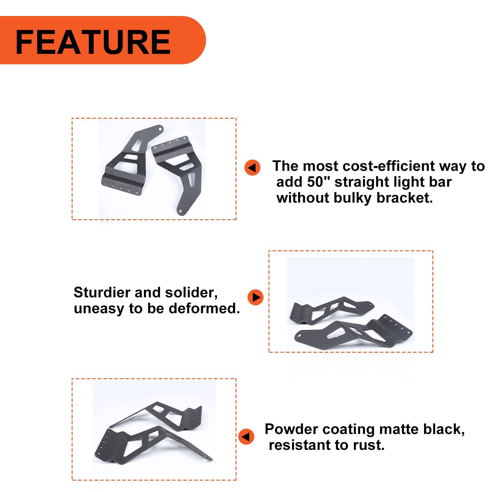 ECOTRIC 50'' Straight/Curve Roof LED Light Brackets Compatible with 1997-2003 Ford F-150 Upper Windshield Roof Light Bar Mount B