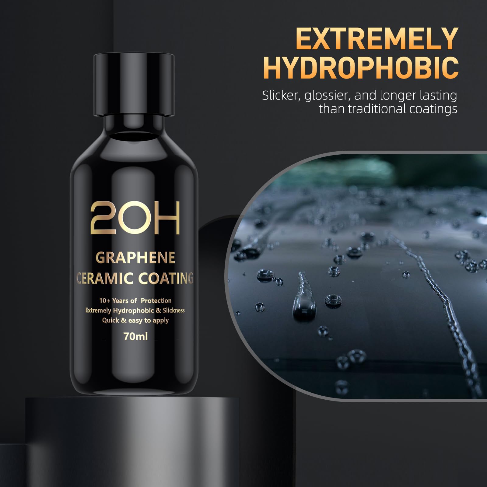 20H Advanced Graphene Ceramic Coating For Cars (70Ml) - Car Detailing Kit, 10+ Years Of Long Lasting Protection, Apply After Car