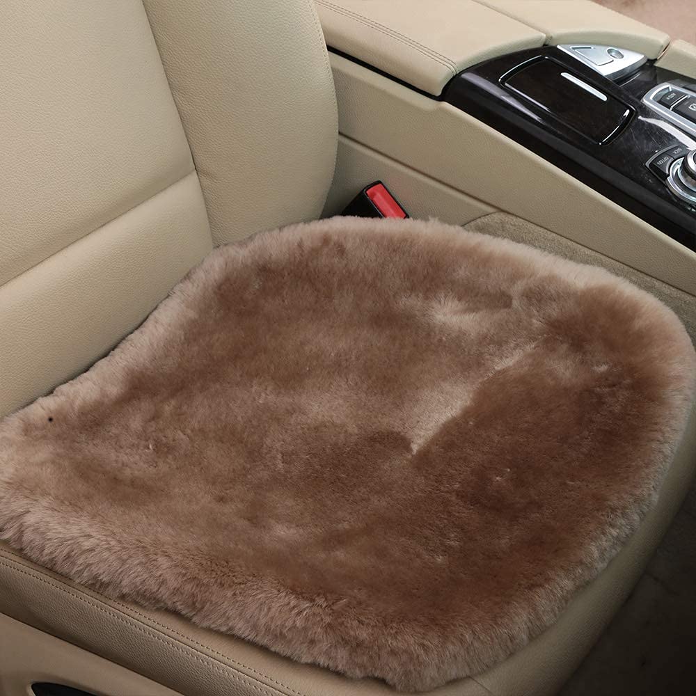OGLAND 20 inchs Shearling Sheepskin Car Seat Cover, Fluffy Fuzzy Wool Car Seat Covers for Auto Interior Accessories with Soft Ec