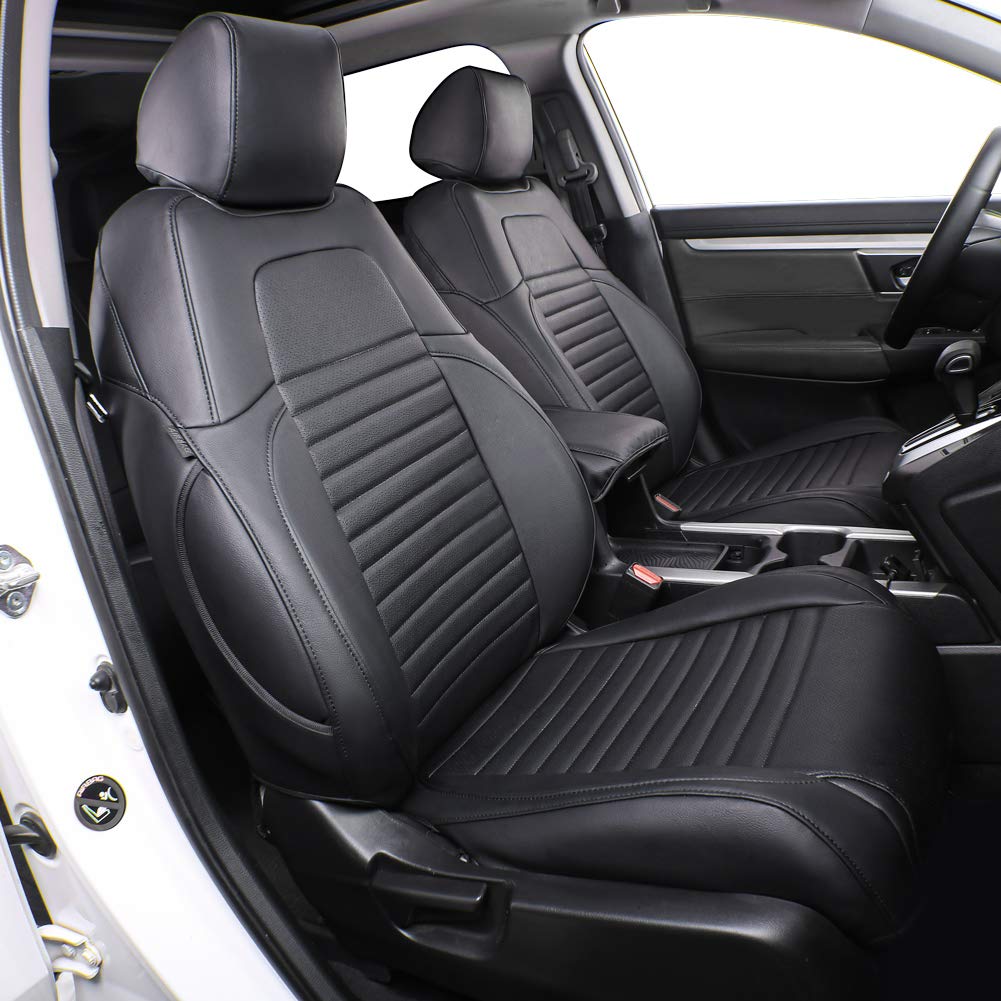 Ekr Custom Fit Crv Seat Covers For Select Honda Crv 2017 2018 2019 2020 2021 2022 - Full Set,Leather (Black)