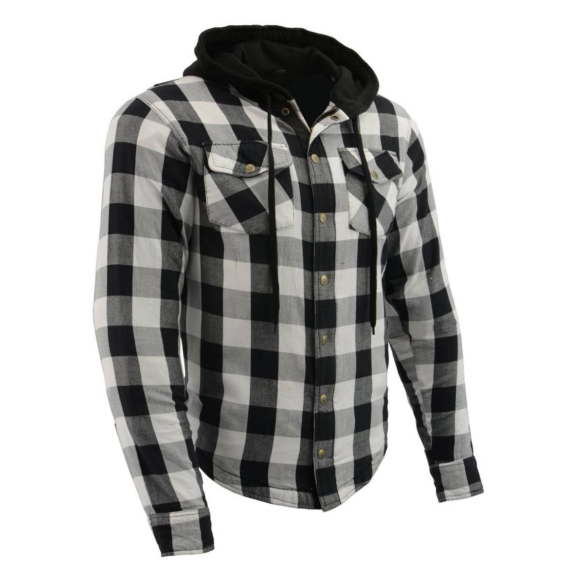 Milwaukee Leather MPM1629 Men's Plaid Hooded Flannel Biker Shirt with CE Approved Armor - Reinforced w/Aramid Fibers - 3X-Large 