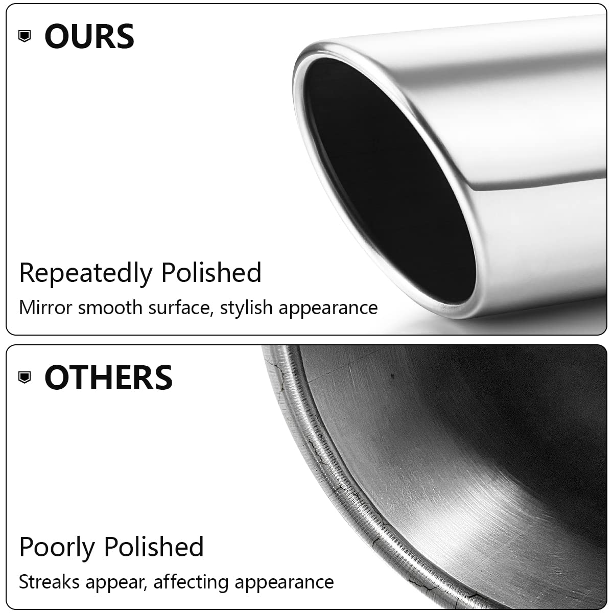 A-Karck Exhaust Tip 3 Inch Inlet, 3    Inlet 4    Outlet 12    Long Stainless Steel Polished Clamp On Muffler Tip For Truck Tail