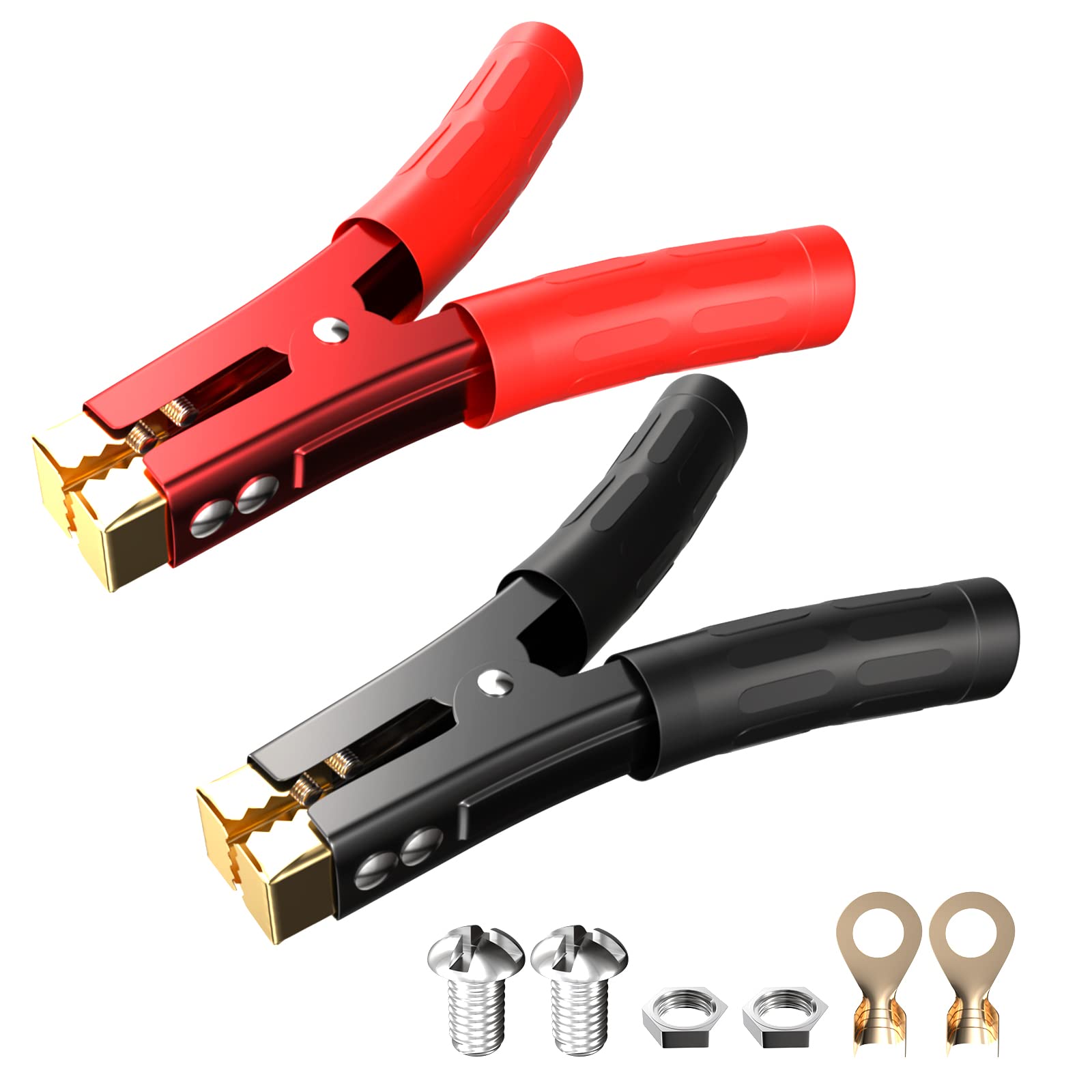 Goupchn Heavy Duty Crocodile Clamps Pure Copper 1000A Car Battery Charger Clamps 2Pcs Power Replacement Battery Alligator Clips Jumper Cable Clamps Welder Clips For Car Automotive Vehicle Boat