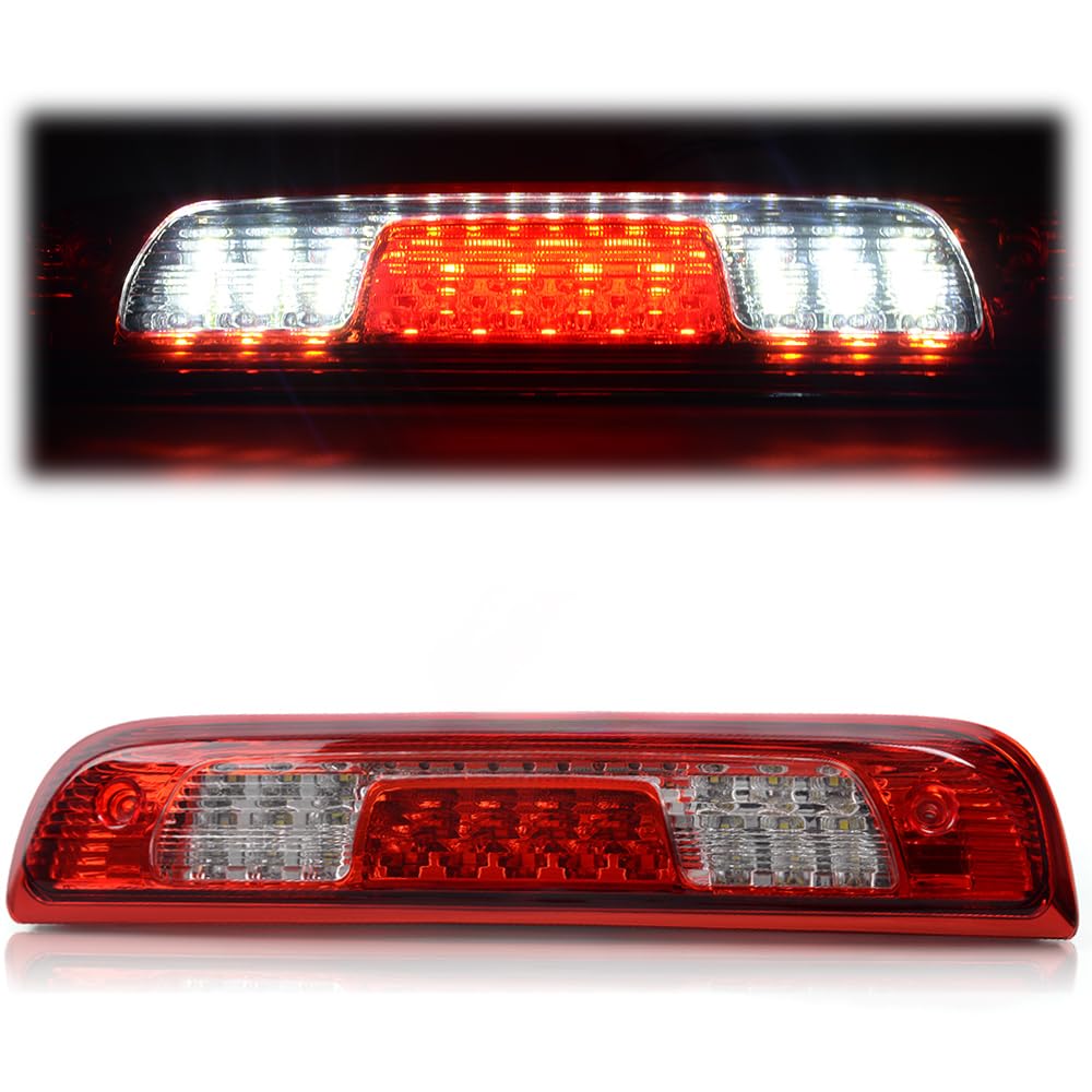 Cheda Third 3D Brake Lights, Compatible With 2014-2018 Chevy Silverado Gmc Sierra, Chrome Red Lens Clear Housing Led Bar Tail Ca