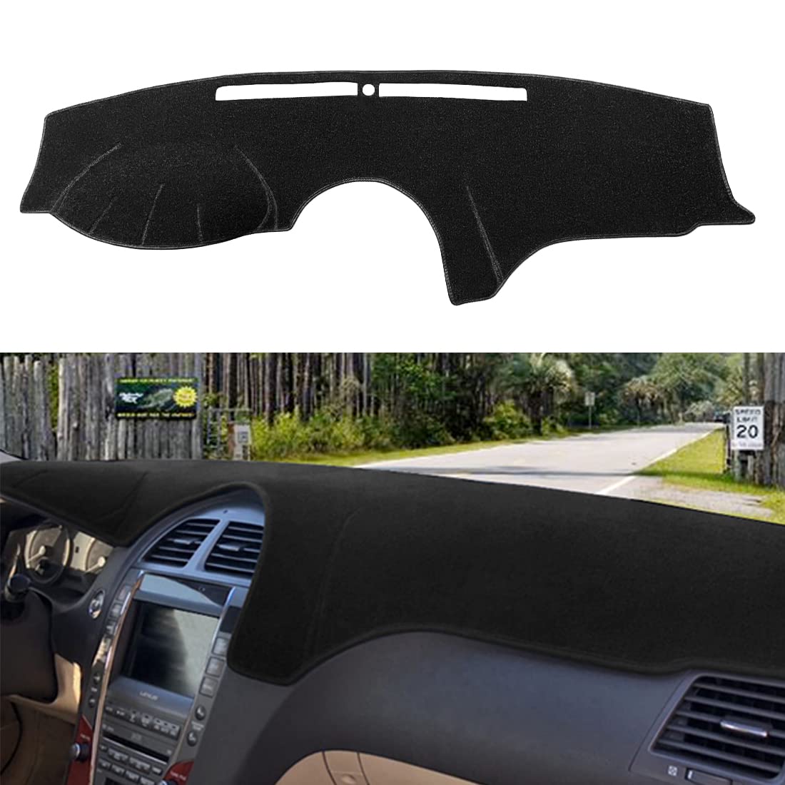 Dash Cover Mat Custom Fit For Lexus Es350 2007-2012, Dashboard Cover Pad Carpet Protector (Black) F117