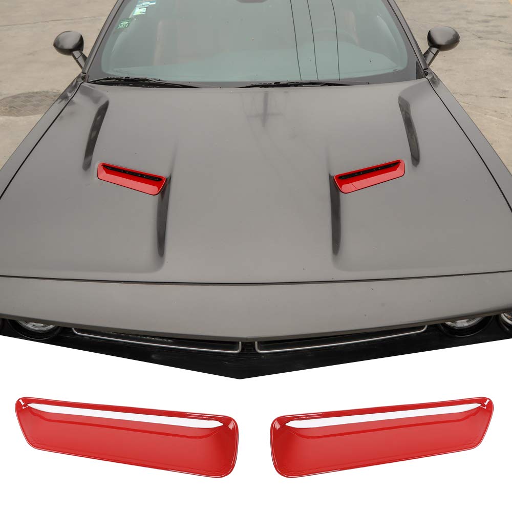 Rt-Tcz For Challenger Hood Vents Cover Trim Red For Dodge Challenger 2015 2016 2017 2018 2019 2020 2021 2022 2023 Red Exterior A