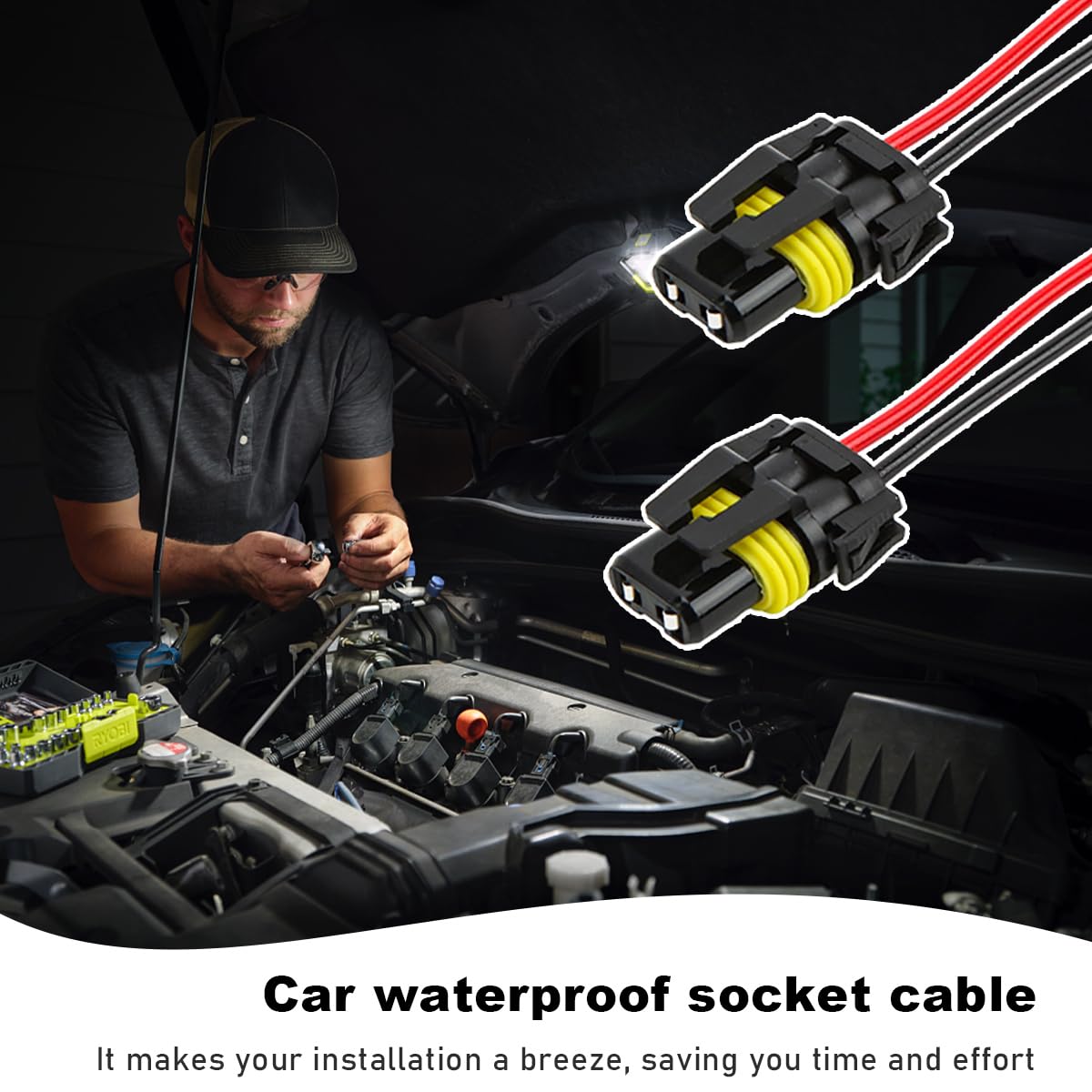 Povtii 2 Pcs 9005 9006 9012 Hb3 Hb4 Female Adapter Wiring Harness Sockets, Auto Wire Connector For Headlights Fog Lights, Headla