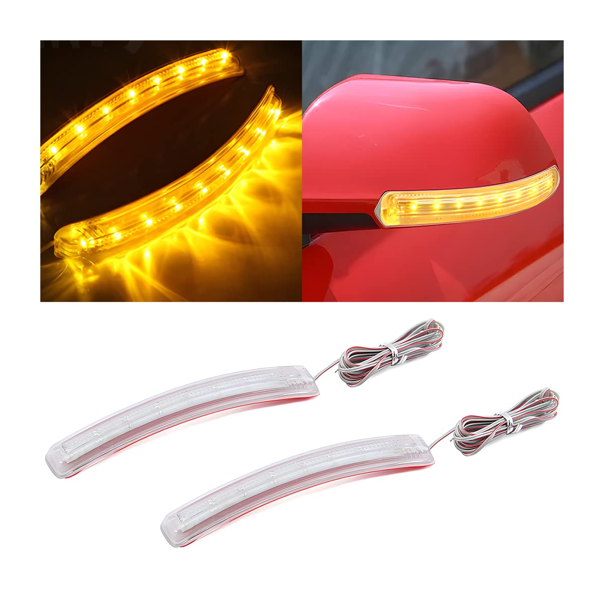 Hipopy 2 Pcs Led Turn Signal Strip Light, Flexible Switchback Dual-Color Fork Blinkers, Waterproof Adjustable Daytime Running Ta
